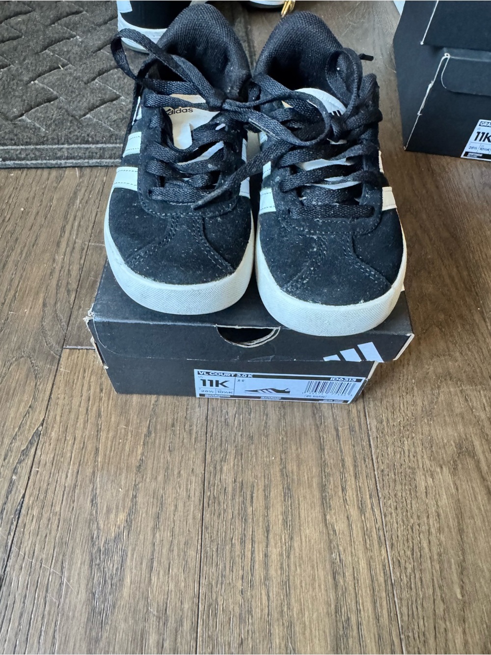 adidas Kids Black and White Suede Sneakers